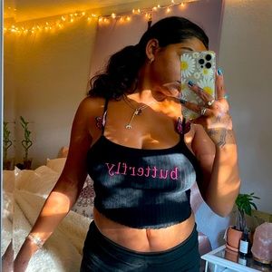 Black Butterfly Tank Top